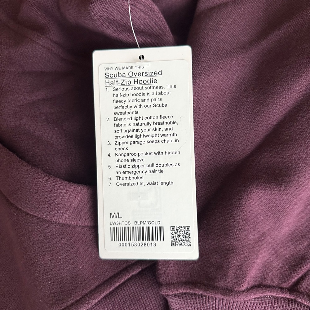 Lululemon Scuba Oversized Half Zip Hoodie M/L Black Plum Gold BRAND NEW W/ TAGS - Picture 4 of 4